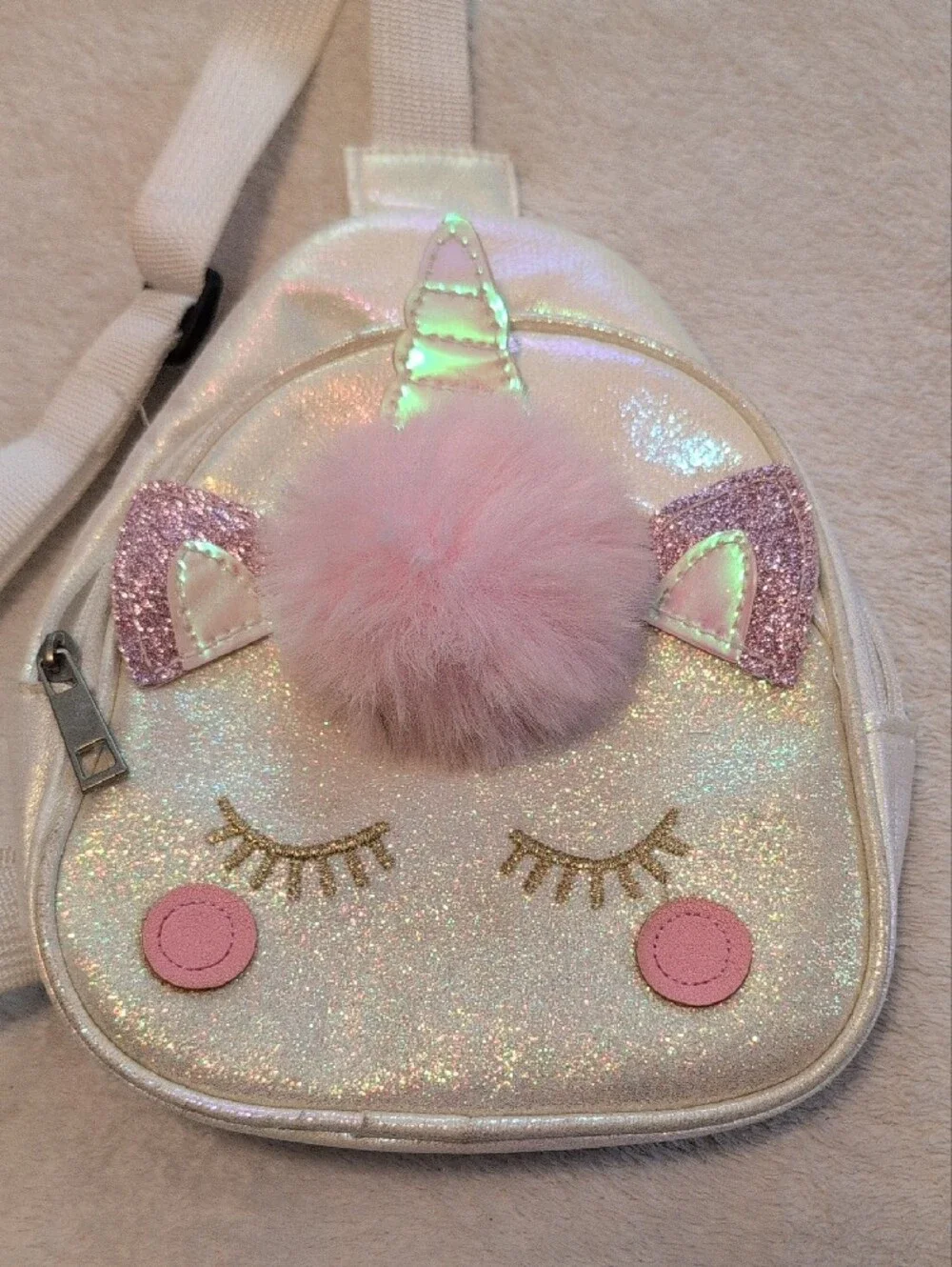 Kids Unicorn Crossbody Bag & Sequin Pillow Bundle Pink Iridescent